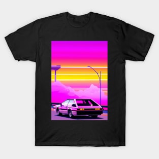 Glitched synthwave retro car T-Shirt